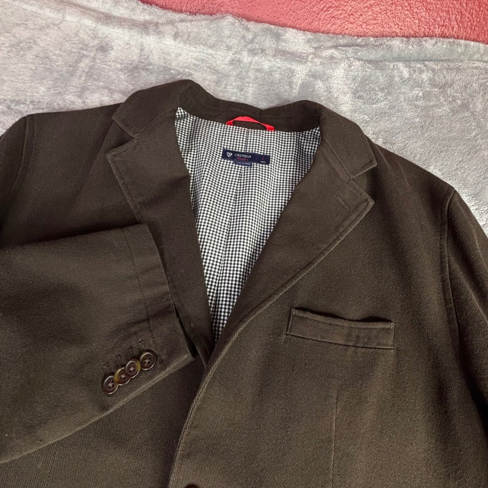 Cremieux Blazer Mens Large Brown Cotton Gingham Stripe Lining Classics Coat